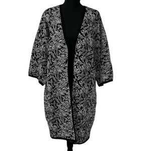 Roaman’s Black & Gray Open Front Cardigan(Size 18/20)